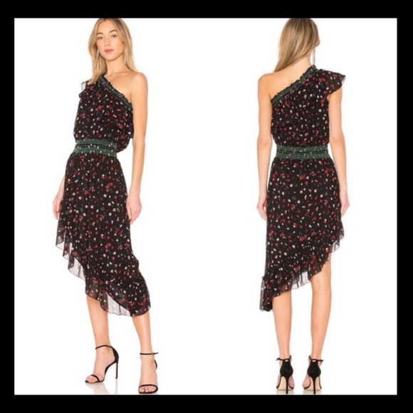 Joie Hafsa Silk Floral One Shoulder Dress Medium - Picture 2 of 13